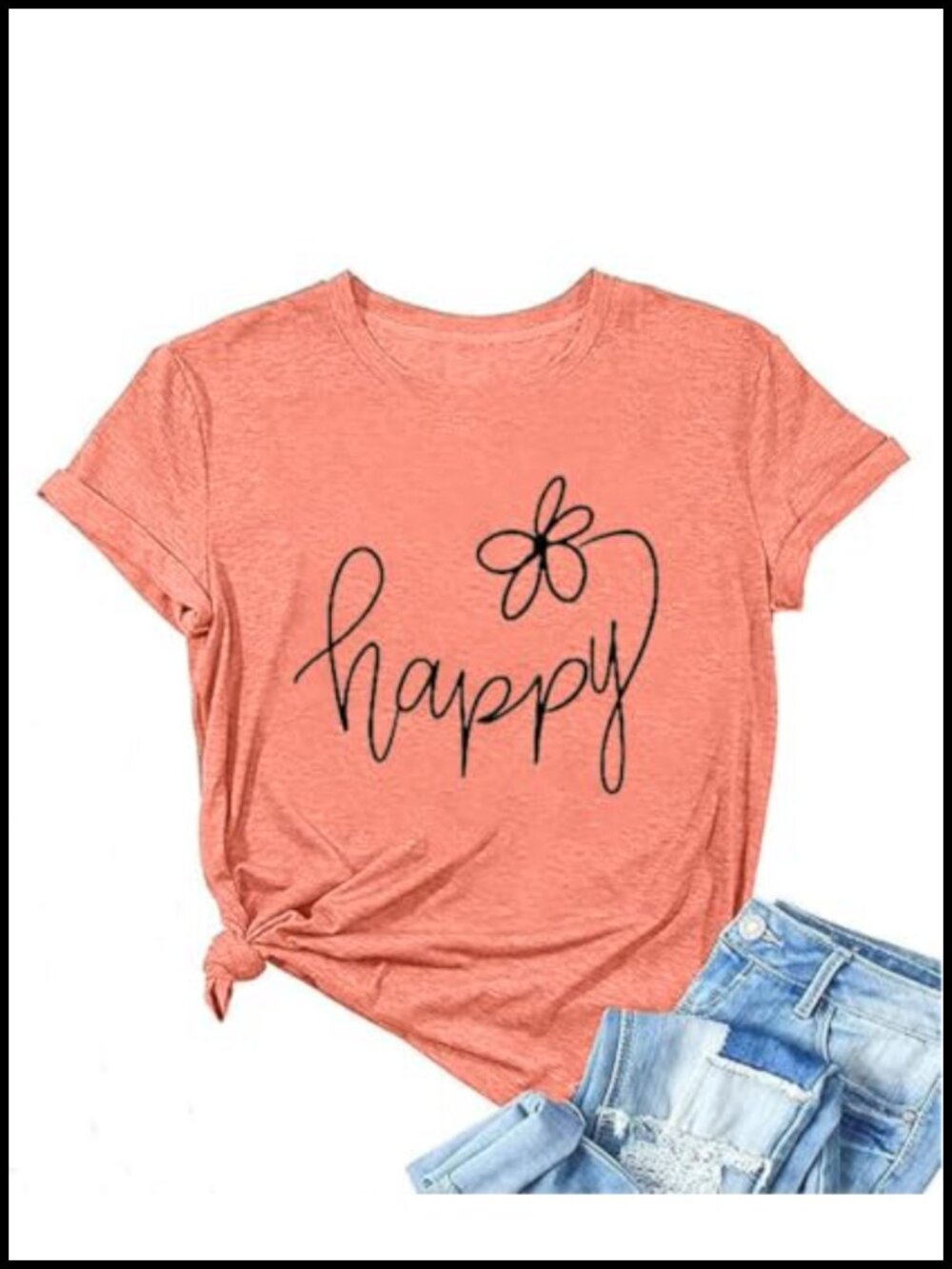 Choose Happy Graphic T-Shirt Soft Poly Cotton Spandex Casual Tee